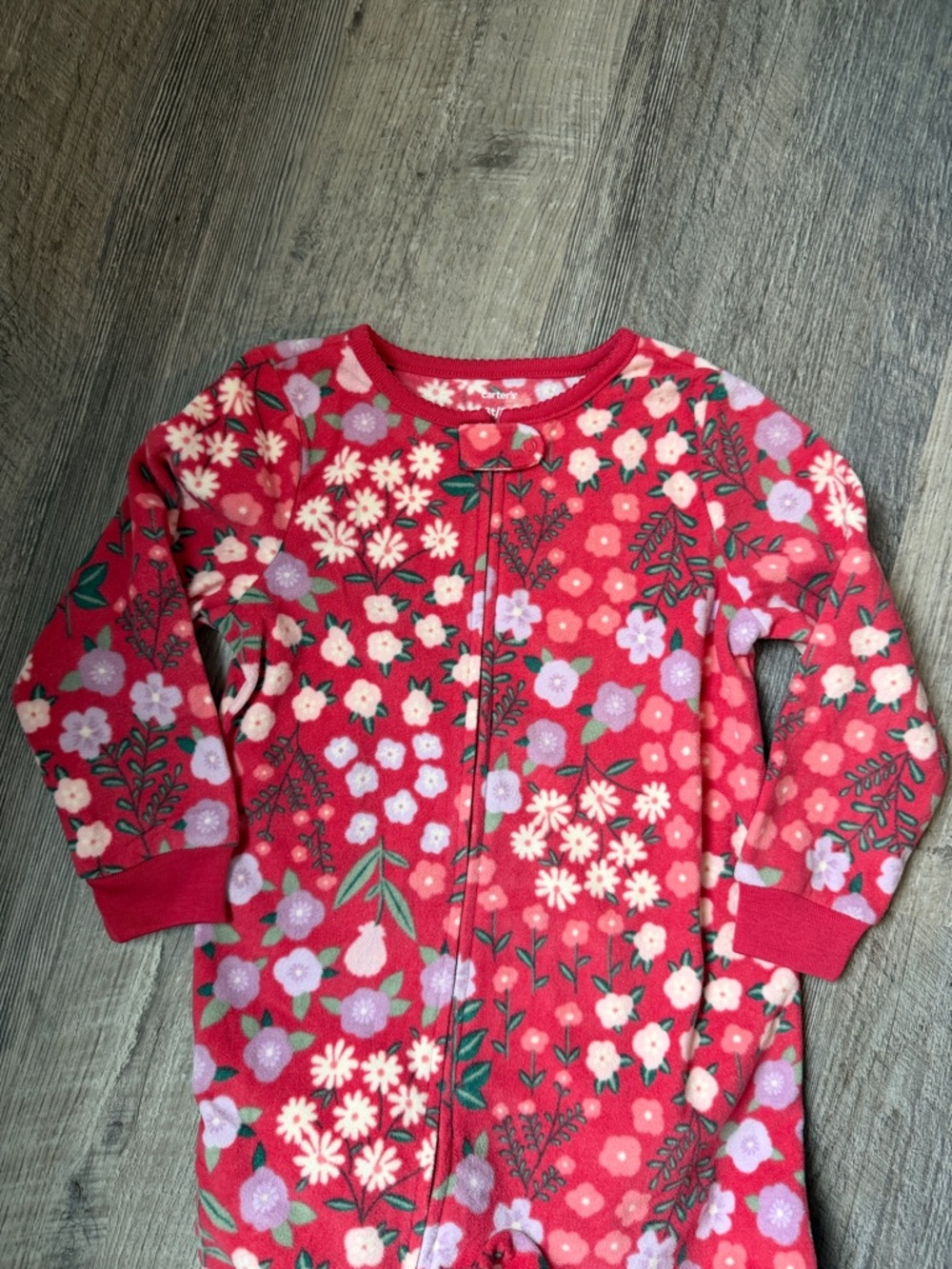 Carter's Red Floral Zip Sleep Sack Pajamas
